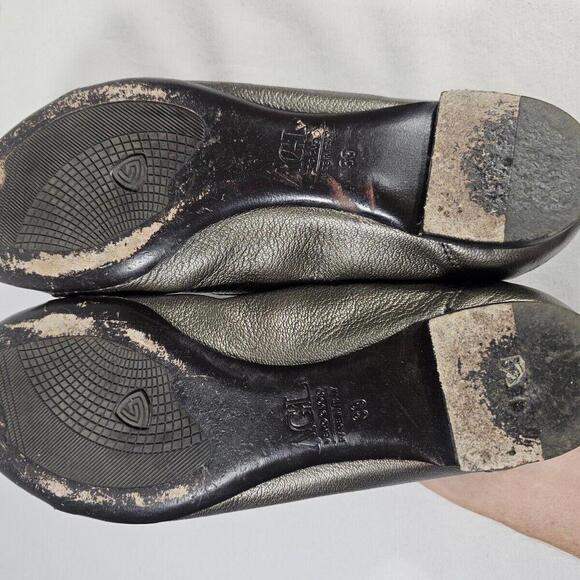 AGL Attilio Women's Metallic Leather Cap Toe Ballet Flat Shoe 39 EU 9 US - Picture 6 of 13